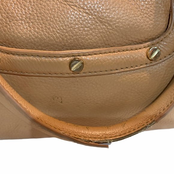 TORY BURCH AMANDA MIDDY CAMEL LOGO  HANDBAG - Picture 5 of 7